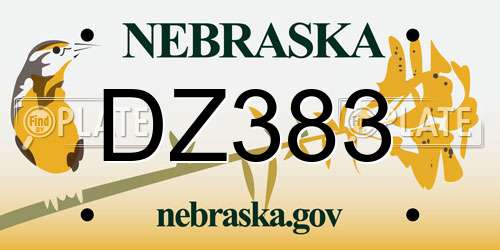 DZ383 Nebraska License Plate