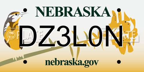 DZ3L0N Nebraska License Plate