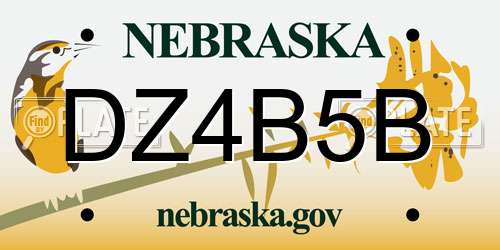 DZ4B5B Nebraska License Plate