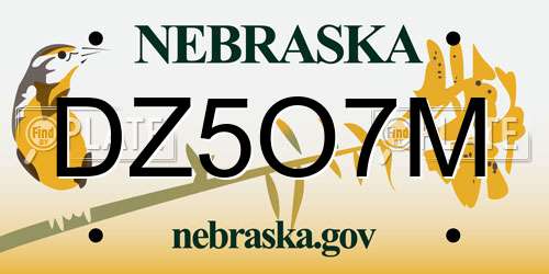 DZ5O7M Nebraska License Plate