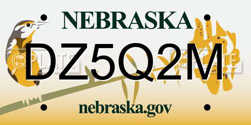 DZ5Q2M Nebraska License Plate