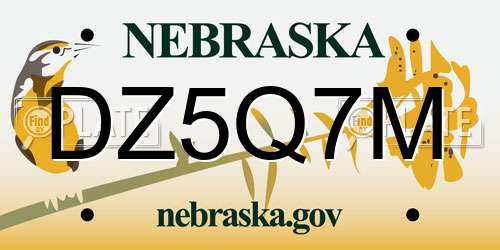 DZ5Q7M Nebraska License Plate