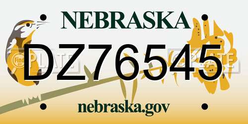 DZ76545 Nebraska License Plate