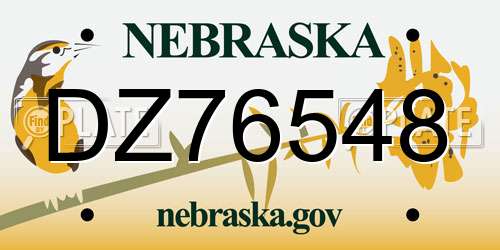 DZ76548 Nebraska License Plate
