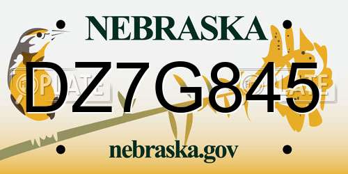 DZ7G845 Nebraska License Plate