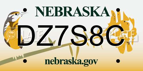 DZ7S8C Nebraska License Plate