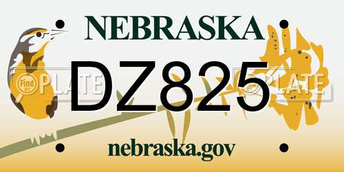DZ825 Nebraska License Plate