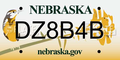 DZ8B4B Nebraska License Plate