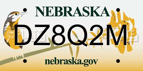 DZ8Q2M Nebraska License Plate