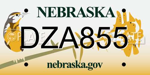 DZA855 Nebraska License Plate