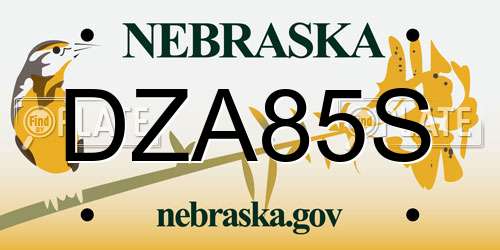 DZA85S Nebraska License Plate