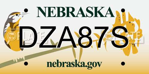 DZA87S Nebraska License Plate