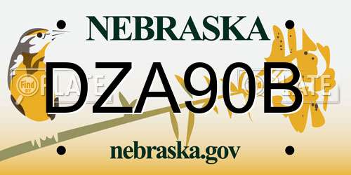 DZA90B Nebraska License Plate