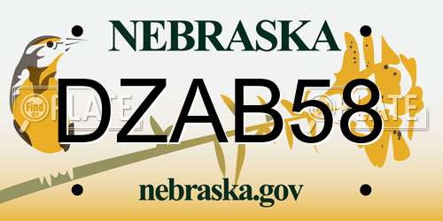 DZAB58 Nebraska License Plate
