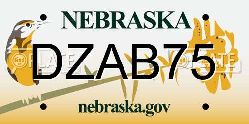DZAB75 Nebraska License Plate