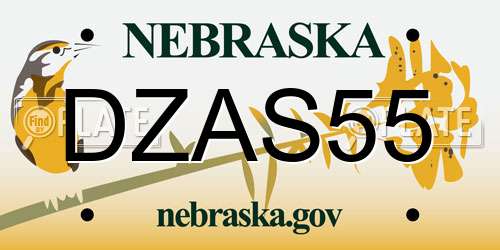 DZAS55 Nebraska License Plate