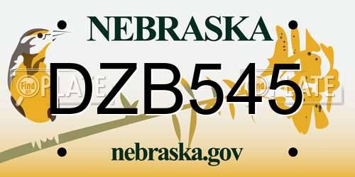 DZB545 Nebraska License Plate
