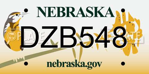 DZB548 Nebraska License Plate