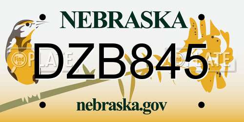 DZB845 Nebraska License Plate