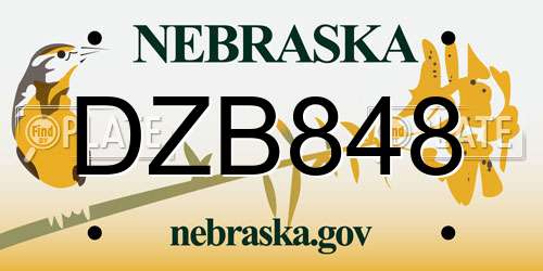 DZB848 Nebraska License Plate