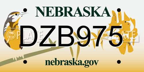 DZB975 Nebraska License Plate