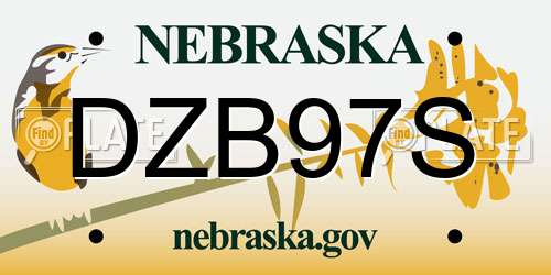 DZB97S Nebraska License Plate