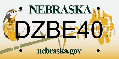 DZBE40 Nebraska License Plate
