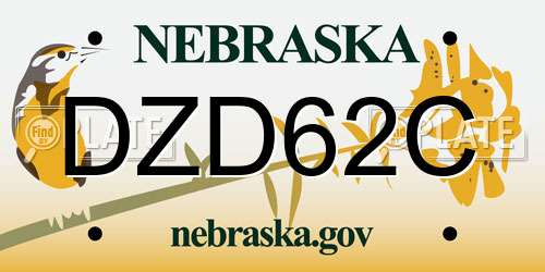 DZD62C Nebraska License Plate