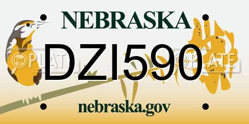 DZI590 Nebraska License Plate