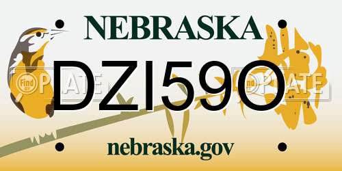 DZI59O Nebraska License Plate