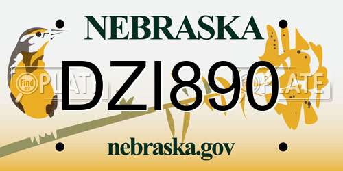 DZI890 Nebraska License Plate