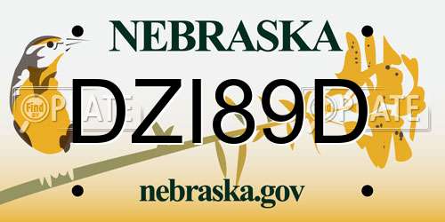 DZI89D Nebraska License Plate
