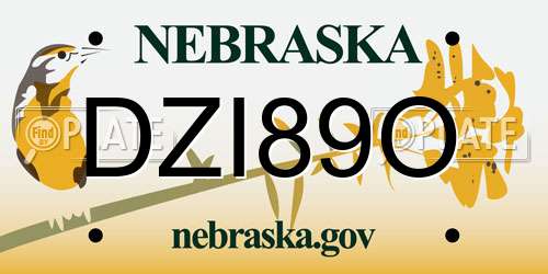 DZI89O Nebraska License Plate