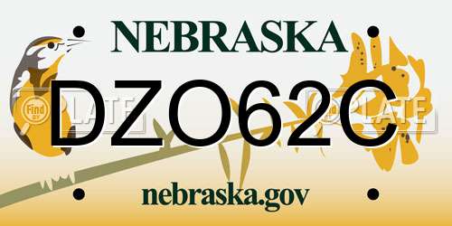 DZO62C Nebraska License Plate