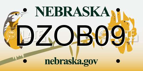 DZOB09 Nebraska License Plate