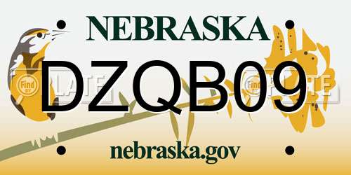 DZQB09 Nebraska License Plate