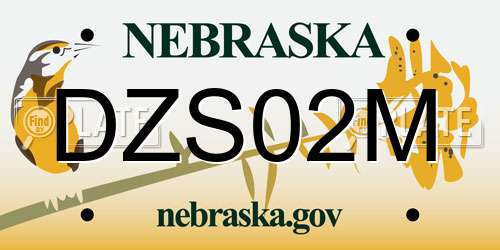 DZS02M Nebraska License Plate
