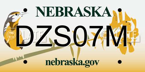 DZS07M Nebraska License Plate