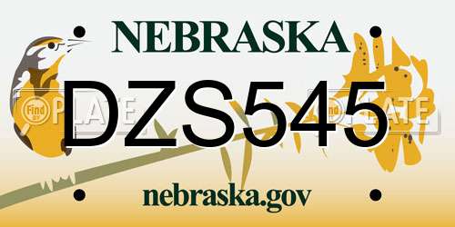 DZS545 Nebraska License Plate
