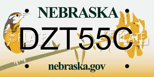DZT55C Nebraska License Plate