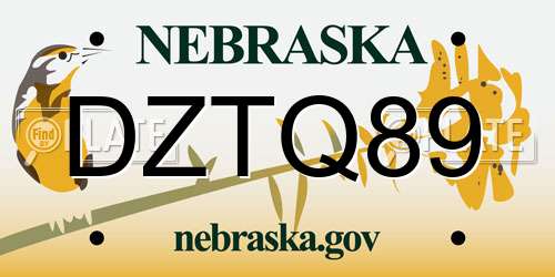 DZTQ89 Nebraska License Plate