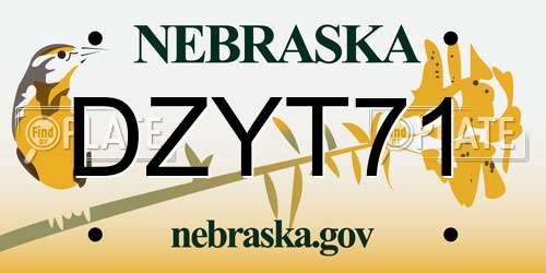 DZYT71 Nebraska License Plate