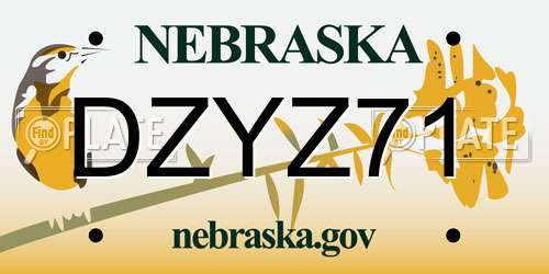 DZYZ71 Nebraska License Plate