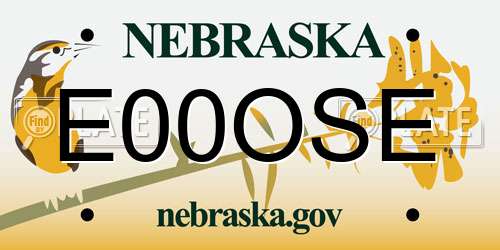E00OSE Nebraska License Plate