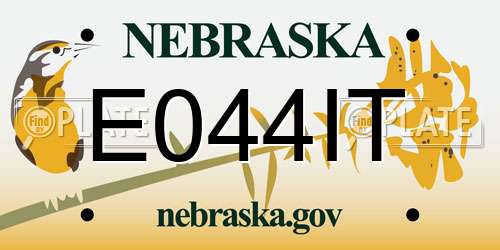 E044IT Nebraska License Plate