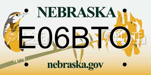 E06BTO Nebraska License Plate