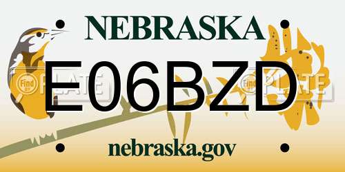E06BZD Nebraska License Plate
