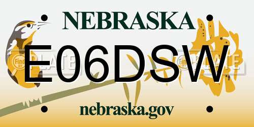 E06DSW Nebraska License Plate
