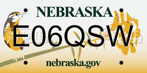 E06QSW Nebraska License Plate