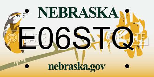 E06STQ Nebraska License Plate